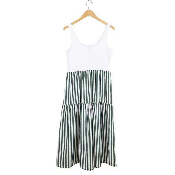 J.Crew Factory Striped Tiered Knit Mixy Midi Dress Green White Size Medium NWT - Picture 6 of 8
